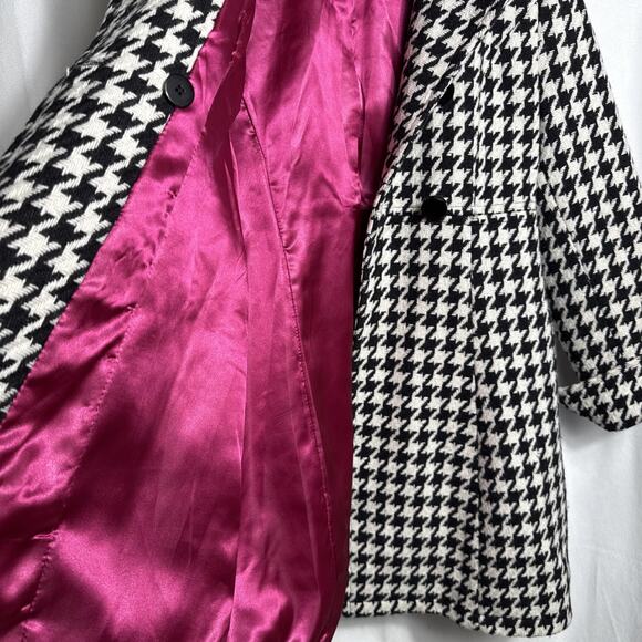 Y2K Express Wool Houndstooth Pea Coat Womens Small EUC Baby Doll Style Outerwear - Picture 11 of 12